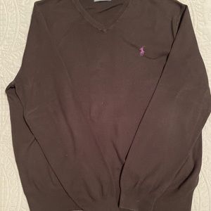 Polo by Ralph Lauren V Neck Black Pima Cotton Sweater Size XL